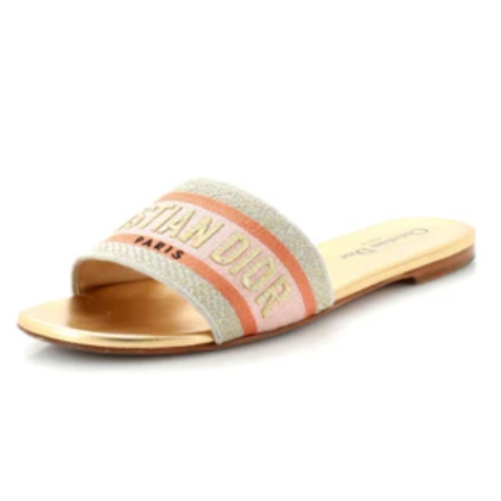 ***AUTHENTIC***Christian Dior Dway Lurex Embroidery Slide Sandal - 10